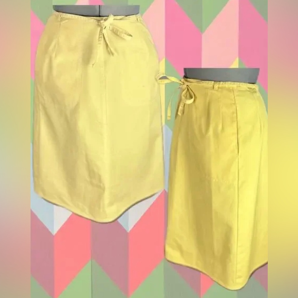 VINTAGE 70’s KORET Sunshine Yellow Midi Wrap Skirt W/ Belted Detail and Pockets. - Picture 15 of 16